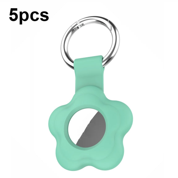 For AirTag 5pcs AT03 Tracker Case Positioning Anti-loss Device Storage Keychain Cover(Mint Green)