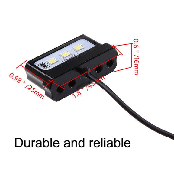 MK-114 2pcs Plane Frame CNC Aluminum Alloy LED Taillights Motorcycle License Plate Light(Black)