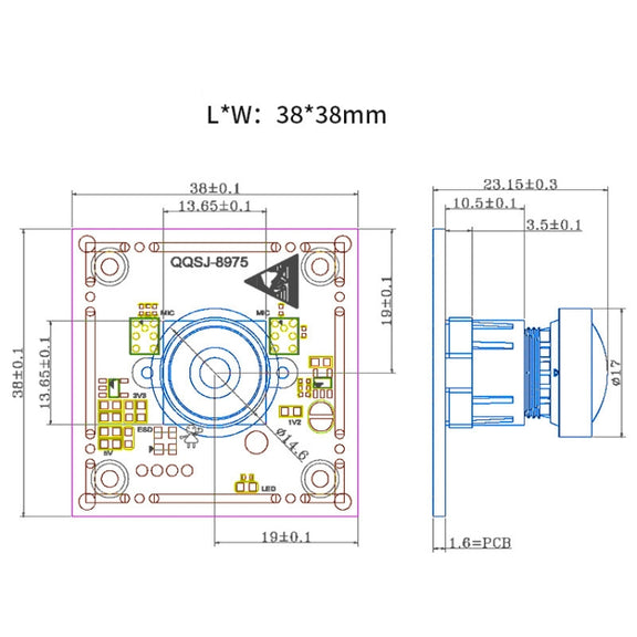 QQSJ-8975 HD 5MP 2K 30FPS IMX335 USB FF Camera Module