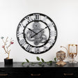 Vintage Wooden Round Gear Silent Wall Clock Rome Number  58cm  6 Gears  Silver - free shipping - PMC TechLife - Order now!