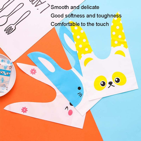 1bag Cartoon Rabbit Ears Gift Packaging Bags Candy Baking Snowflake Cookies Bags, Size: 13x23cm(Pink Black Mouth)