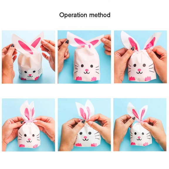 1bag Cartoon Rabbit Ears Gift Packaging Bags Candy Baking Snowflake Cookies Bags, Size: 13x23cm(Blue Cat)