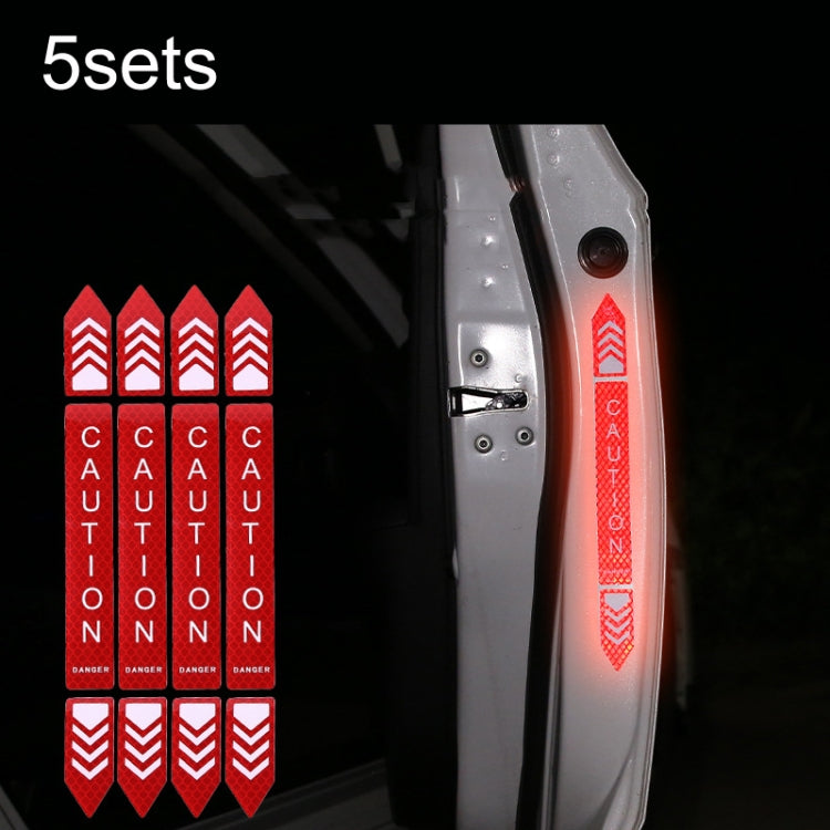 5sets Car Opening Door Anti-Collision Safety Warning Reflector(Diamond Red)