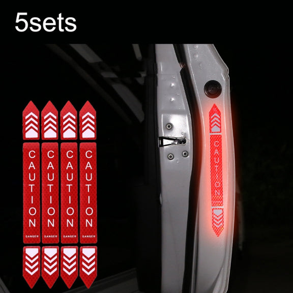 5sets Car Opening Door Anti-Collision Safety Warning Reflector(Diamond Red)