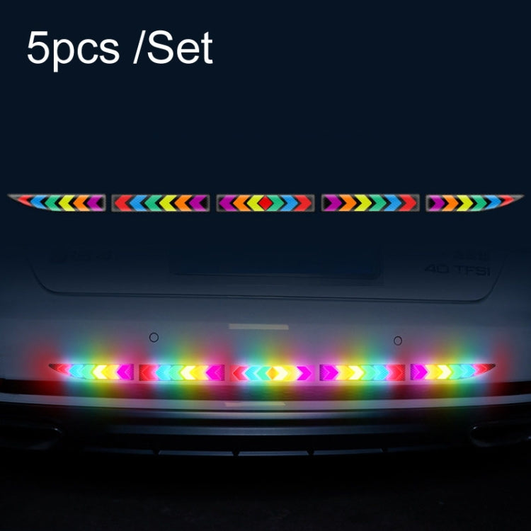 5pcs /Set Car Door Anti-Collision Scrape And Rearview Mirror Colorful Safety Warning Reflective Sticker, Style: Glue Model Tail Box