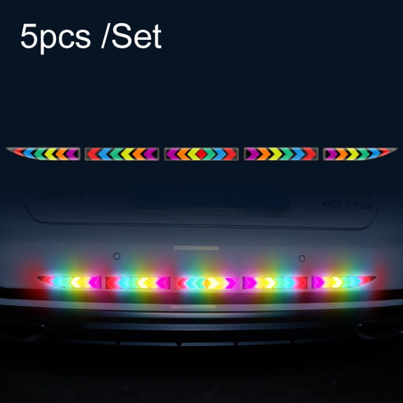 5pcs /Set Car Door Anti-Collision Scrape And Rearview Mirror Colorful Safety Warning Reflective Sticker, Style: Glue Model Tail Box