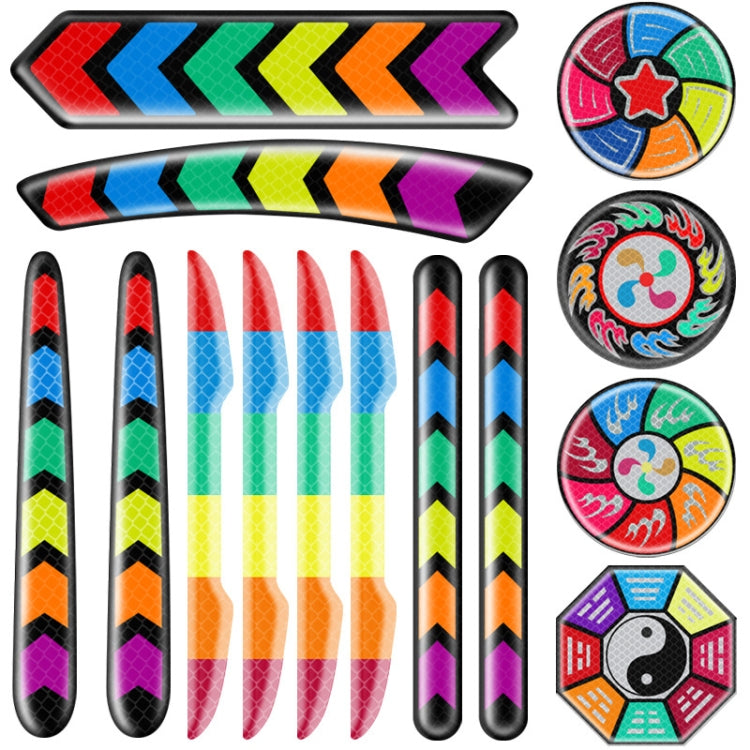 5pcs /Set Car Door Anti-Collision Scrape And Rearview Mirror Colorful Safety Warning Reflective Sticker, Style: Glue Model Tail Box