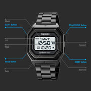 SKMEI 1875 Men Outdoor Electronic Watch Timing Multi-Functional Watch, Style: Silicone Band White Machine