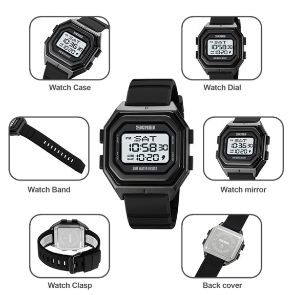 SKMEI 1875 Men Outdoor Electronic Watch Timing Multi-Functional Watch, Style: Silicone Band Black Machine