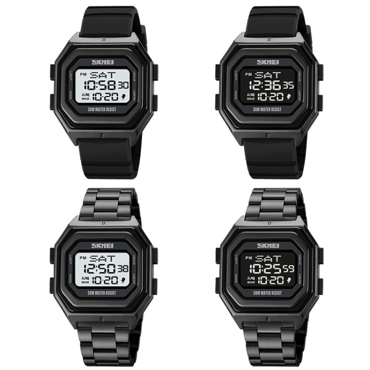 SKMEI 1875 Men Outdoor Electronic Watch Timing Multi-Functional Watch, Style: Steel Band Black Machine