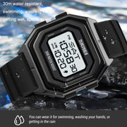SKMEI 1875 Men Outdoor Electronic Watch Timing Multi-Functional Watch, Style: Steel Band Black Machine