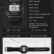 SKMEI 1875 Men Outdoor Electronic Watch Timing Multi-Functional Watch, Style: Steel Band Black Machine
