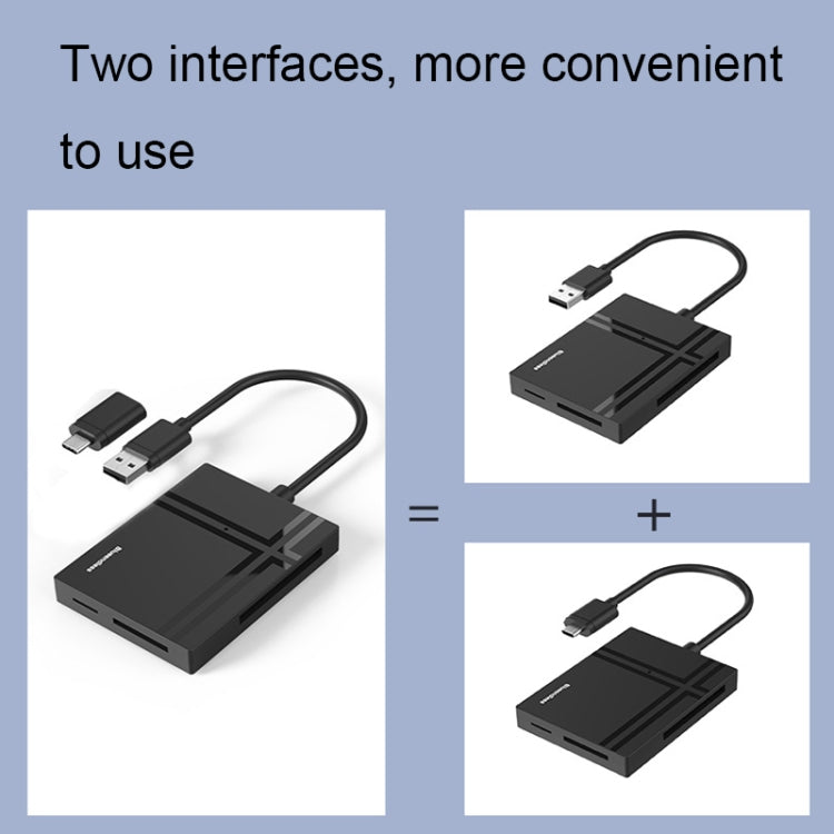 Blueendless C5U3 Type-C/USB-C 5-In-1 CF/XD/TF/SD/MS Card Reader(5 In 2)