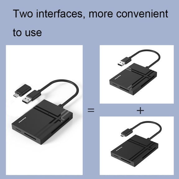 Blueendless C5U3 Type-C/USB-C 5-In-1 CF/XD/TF/SD/MS Card Reader(5 In 2)