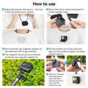 TELESIN Magnetic Action Camera Quick Release Bracket Mount,Spec: Extended Suit