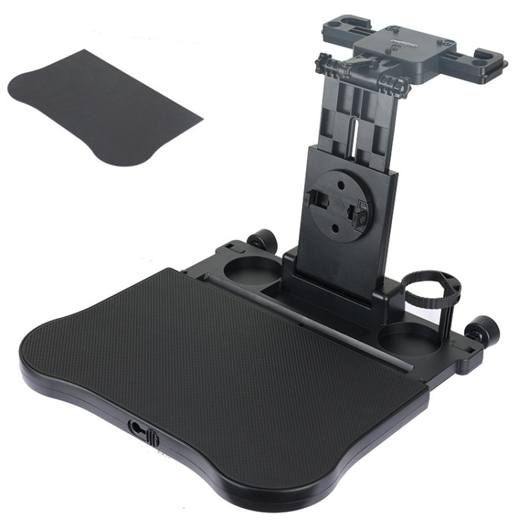 Car Seat Back Multifunctional Adjustable Travel Cup Table Computer Holder(A08 Black+Non-slip Pad)