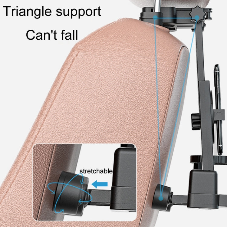 Car Seat Back Multifunctional Adjustable Travel Cup Table Computer Holder(A08 Black+Non-slip Pad)