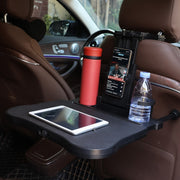 Car Seat Back Multifunctional Adjustable Travel Cup Table Computer Holder(A08 Black+Non-slip Pad)