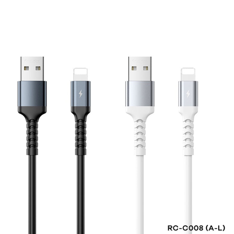 REMAX RC-C008  USB To 8 Pin 2.4A TPE Soft Anti-breakage Data Cable,Length 1m(White)