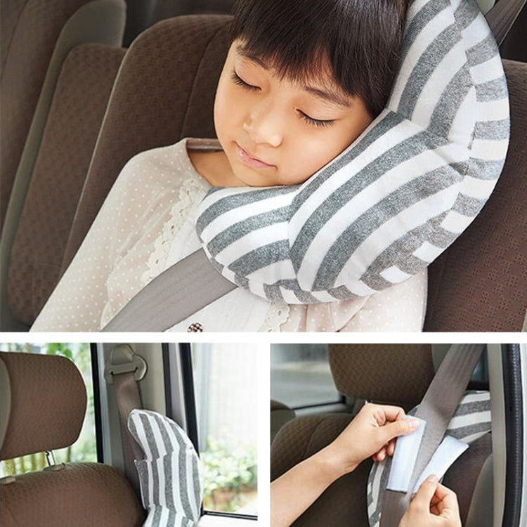 2pcs Children Neck Headrest Comfortable Shoulder Cover Car Neck Guard Pillow(Gray Stripe)