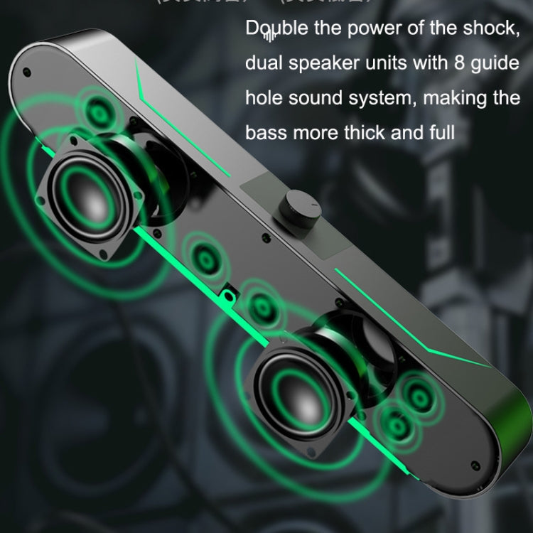 A39 LED Luminous HIFI Stereo Computer Speakers Long Gaming Wired Audio(Black)