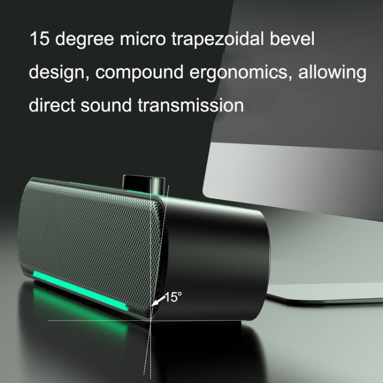 A39 LED Luminous HIFI Stereo Computer Speakers Long Gaming Wired Audio(Black)