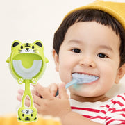 S8 2pcs Children Cartoon Animal Manual U-shaped Silicone Toothbrush for 2-12 Years Old(Blue Frog)
