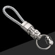 Braided Leather Rope Brave Troops Keychain With LED Light Metal Pendant(White+White Rope) - Key Rings by PMC Jewellery | Online Shopping South Africa | PMC Jewellery | Buy Now Pay Later Mobicred