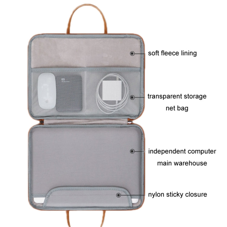 Baona Leather Fully Open Portable Water-resistant Computer Bag, Size: 13/13.3 inches(Gray Black)