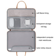 Baona Leather Fully Open Portable Water-resistant Computer Bag, Size: 13/13.3 inches(Gray Black)