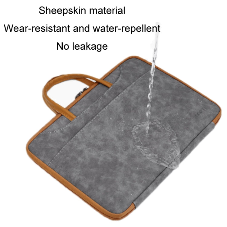 Baona Leather Fully Open Portable Water-resistant Computer Bag, Size: 13/13.3 inches(Gray Black)
