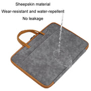 Baona Leather Fully Open Portable Water-resistant Computer Bag, Size: 13/13.3 inches(Gray Black)