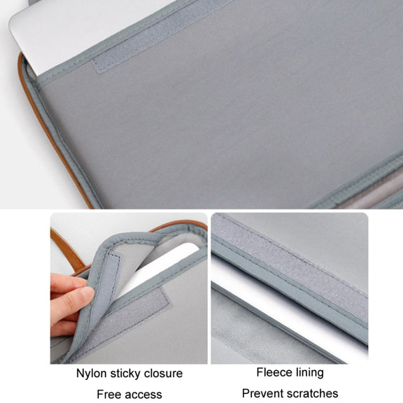 Baona Leather Fully Open Portable Water-resistant Computer Bag, Size: 13/13.3 inches(Gray Black)