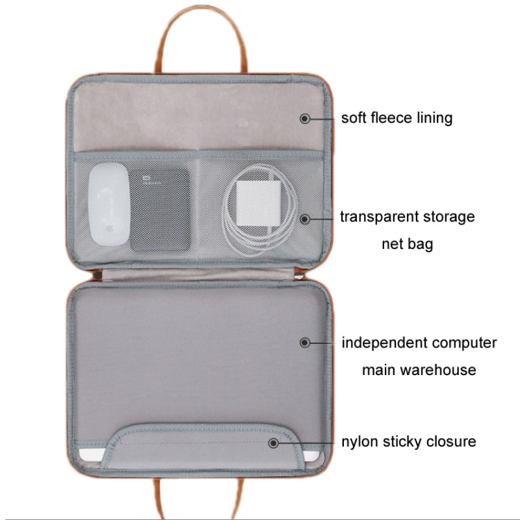 Baona Leather Fully Open Portable Water-resistant Computer Bag, Size: 15/15.6/16 inches(Gray Brown)