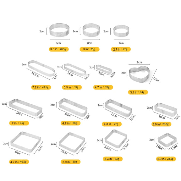 BN1006 Stainless Steel Mousse Circle Thickened Perforated Cake Mold DIY Baking Tools, Specification: Rectangle 4.7 inches