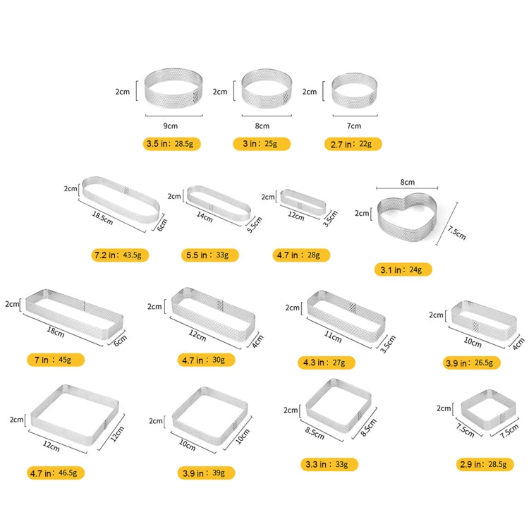 BN1006 Stainless Steel Mousse Circle Thickened Perforated Cake Mold DIY Baking Tools, Specification: Oval 4.7 inches