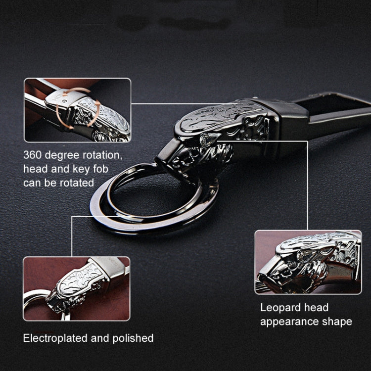 HONEST Metal Car Keychain Leopard Head Key Chain Pendant(Basic K Golden)
