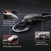 HONEST Metal Car Keychain Leopard Head Key Chain Pendant(Basic K Golden)