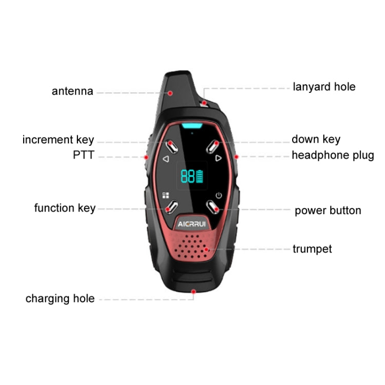 LED Display USB Charging Wireless Handheld Small Mini Walkie Talkie(Blue)
