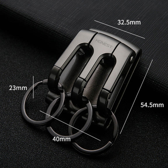 HONEST 3-ring Car Keychain Waist-hanging Anti-loss Keychain For Men(Gray)
