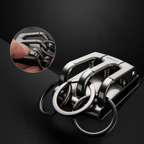 HONEST 3-ring Car Keychain Waist-hanging Anti-loss Keychain For Men(Gray)
