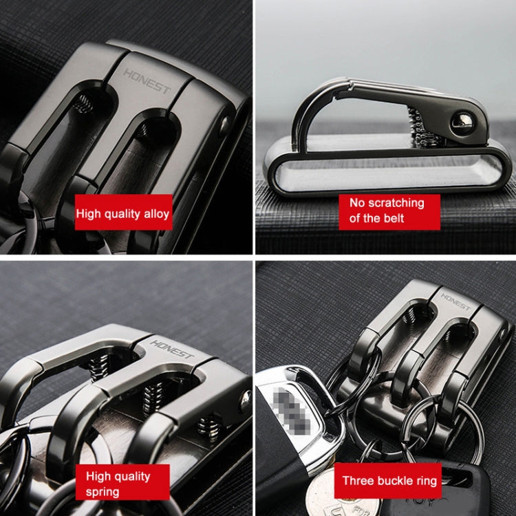 HONEST 3-ring Car Keychain Waist-hanging Anti-loss Keychain For Men(Gray)