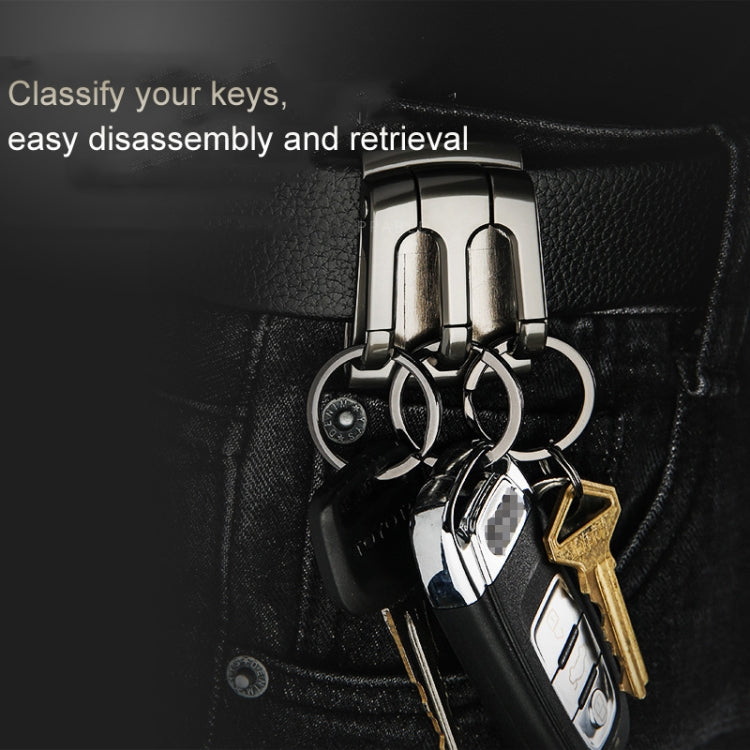 HONEST 3-ring Car Keychain Waist-hanging Anti-loss Keychain For Men(Gray)