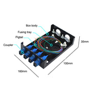 4 Ports Desktop Optical Fiber Terminal Box Founded Wall With SC Tailed Fiber Flange