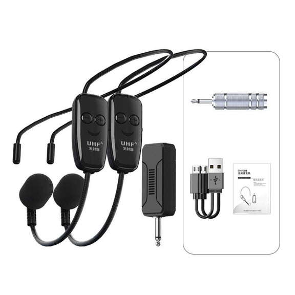 One For Two Outdoor Wireless Microphone Audio Headset Amplifier Loudspeaker(Black)