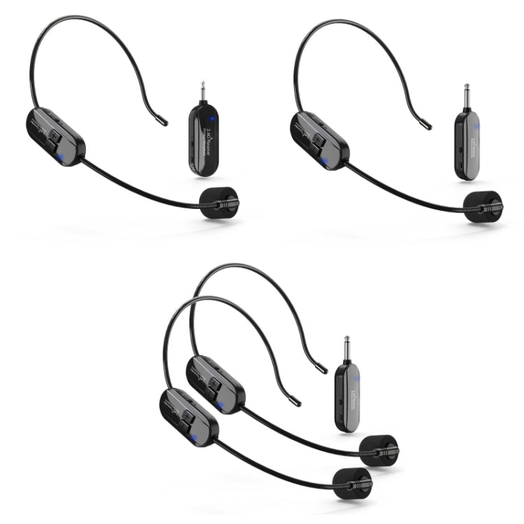1 for 1 6.35mm Interface Wireless Head-Mounted Condenser Microphone Anti-Howling Loudspeaker