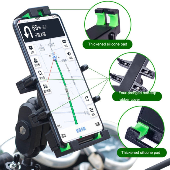 A02 Motorcycle Mobile Phone Navigation Bracket Car Riding Anti-shock Aluminum Alloy Rack(M10 Ball Header Installation Model)