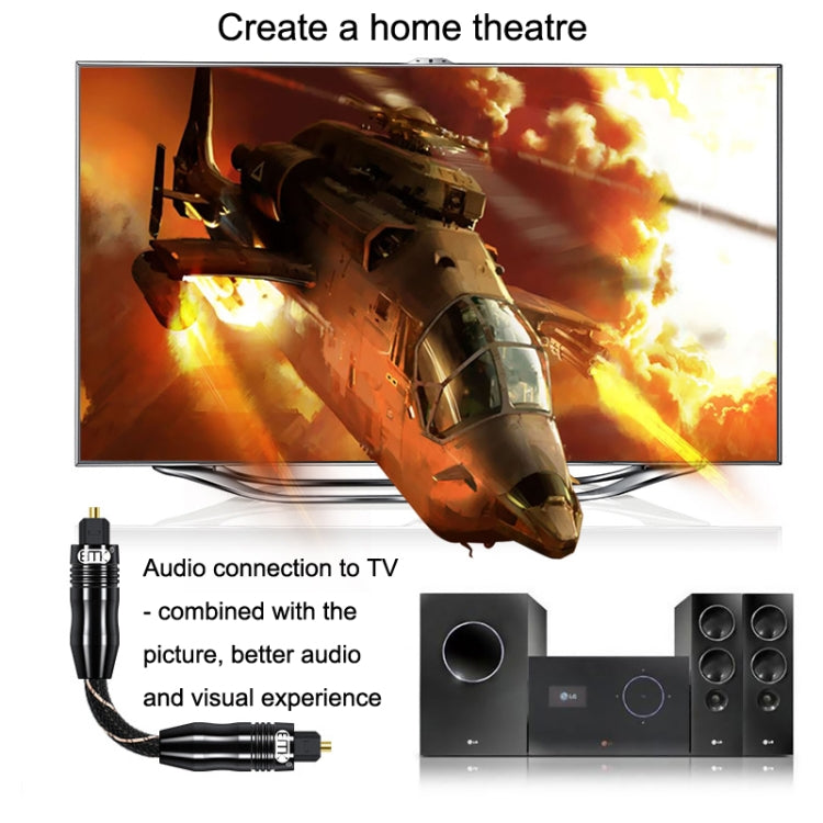 EMK QH/A6.0 Digital Optical Fiber Audio Cable Amplifier Audio Line, Length 3m(Black)