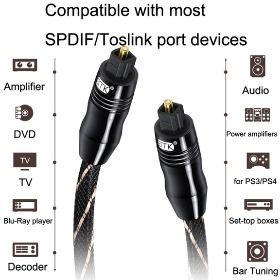 EMK QH/A6.0 Digital Optical Fiber Audio Cable Amplifier Audio Line, Length 5m(Black)