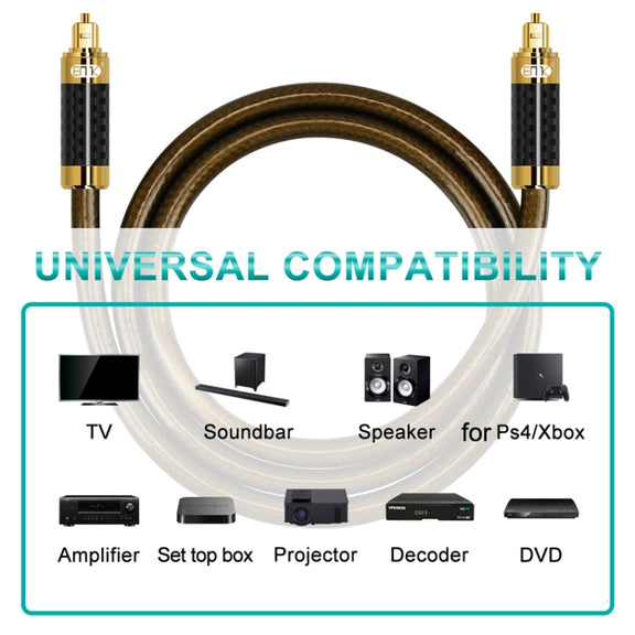 EMK GM/A8.0 Digital Optical Fiber Audio Cable Amplifier Audio Gold Plated Fever Line, Length: 2m(Transparent Coffee)